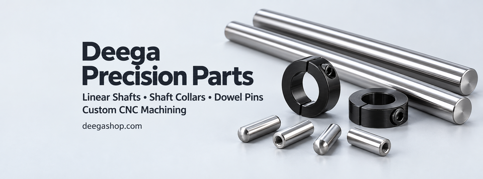 Deega Precision Parts — linear shafts, shaft collars, dowel pins and custom CNC machining