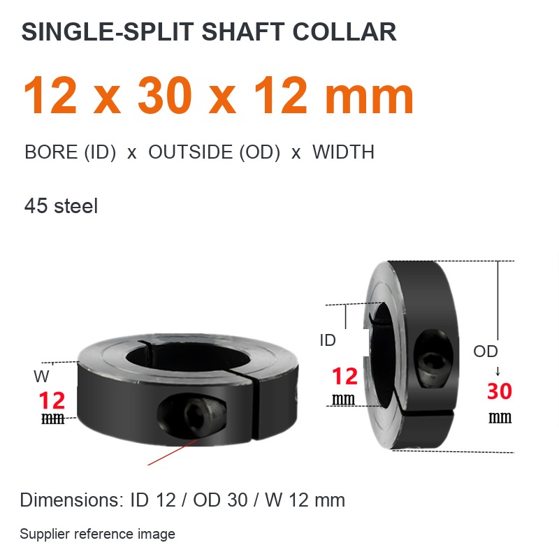Single split — ID 12 x OD 30 x W 12 mm (English dimensions)