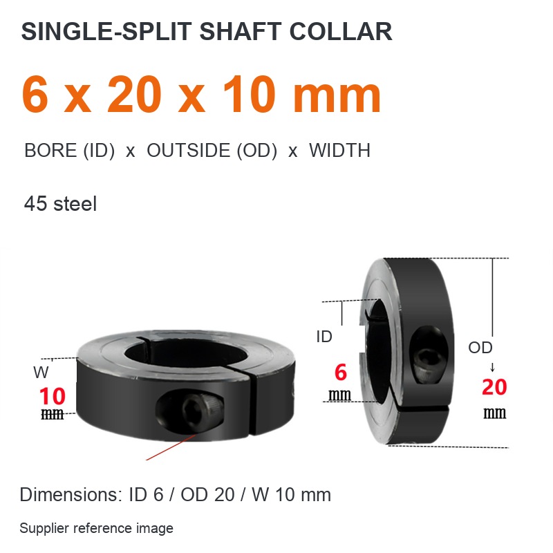 Single split — ID 6 x OD 20 x W 10 mm (English dimensions)