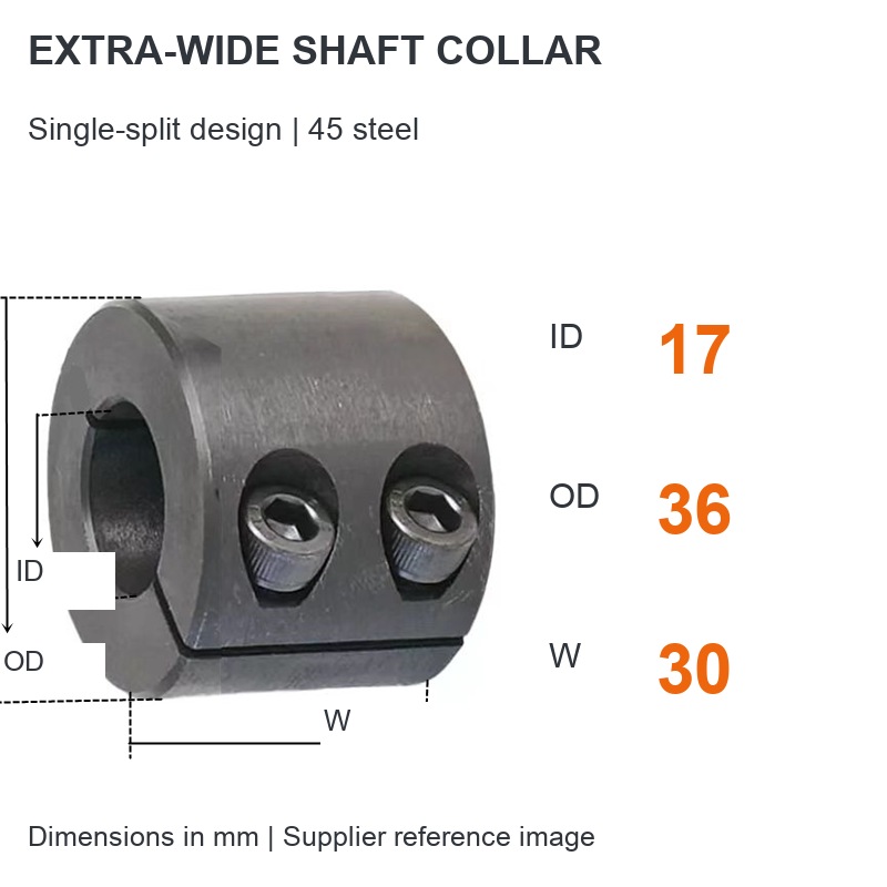 Extra-wide single split — ID 17 x OD 36 x W 30 mm (English dimensions)