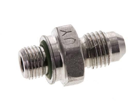 JIC Double Nipple M10 X 1 x UNF 7/16 inch-20 (Dash Size 4) Stainless Steel FKM 310bar (4355.5psi) — image 1