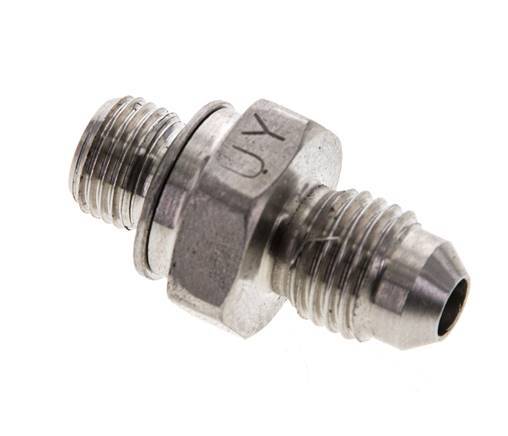 JIC Double Nipple M10 X 1 x UNF 7/16 inch-20 (Dash Size 4) Stainless Steel FKM 310bar (4355.5psi) — image 2