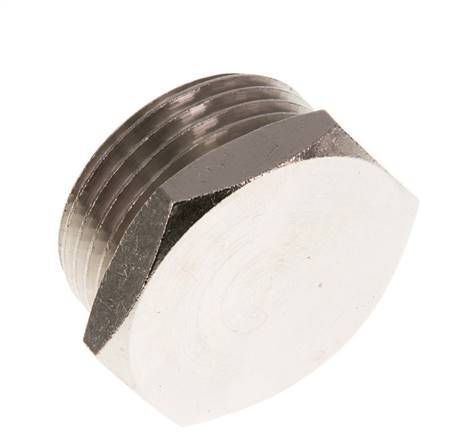 G 1 inch Nickel plated Brass Closing plug with Outer Hex 16 Bar — image 2