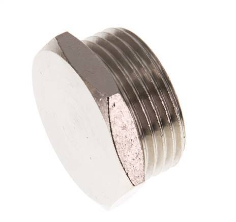 G 1 inch Nickel plated Brass Closing plug with Outer Hex 16 Bar — image 1