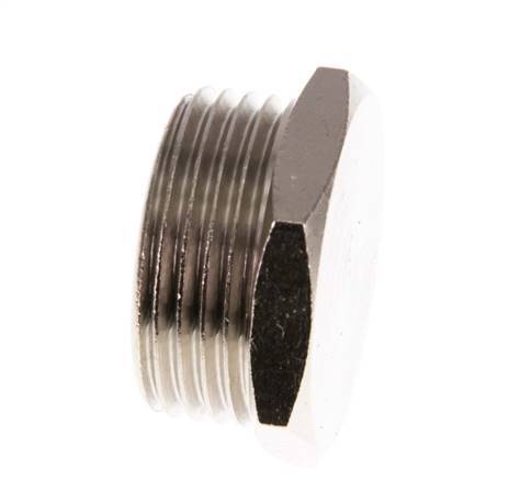 G 1 inch Nickel plated Brass Closing plug with Outer Hex 16 Bar — image 8