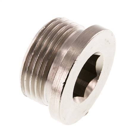 G 1 inch Nickel plated Brass Closing plug with Inner Hex 16 Bar — image 2