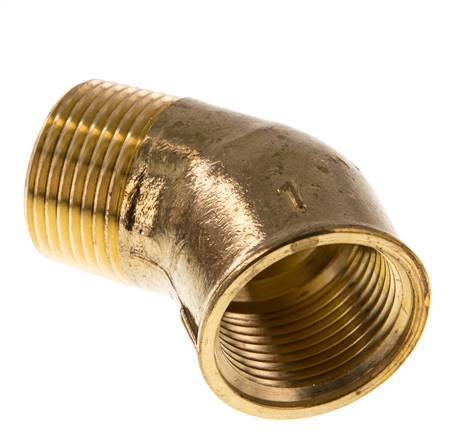 Rp 1 inch x R 1 inch F/M Brass 45 deg Elbow Fitting 16 Bar — image 7