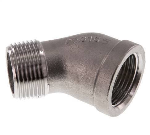 Rp 1 inch x R 1 inch F/M Stainless steel 45 deg Elbow Fitting 16 Bar — image 1