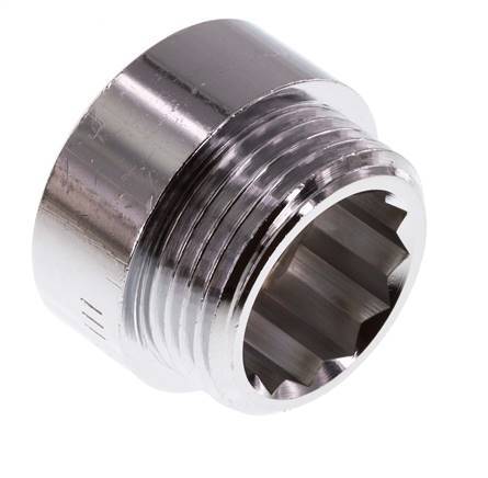 G 1 inch F/M Chromium plated Brass Extension DIN 3523 - 15 mm — image 3