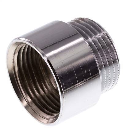 G 1 inch F/M Chromium plated Brass Extension DIN 3523 - 20 mm — image 1