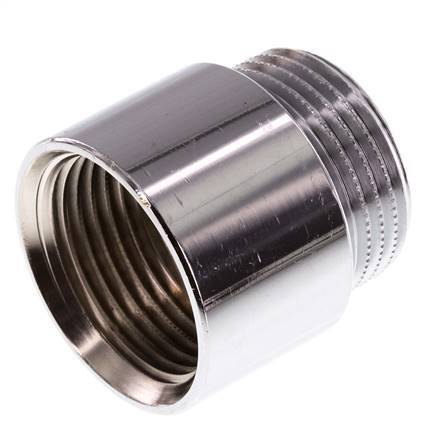 G 1 inch F/M Chromium plated Brass Extension DIN 3523 - 25 mm — image 1