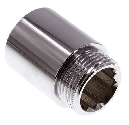 G 1 inch F/M Chromium plated Brass Extension DIN 3523 - 40 mm — image 3