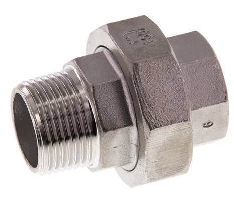 1 inch NPT x 1 inch NPT F/M Stainless steel Double Nipple 3-pieces with Conically sealing 16 Bar — image 1