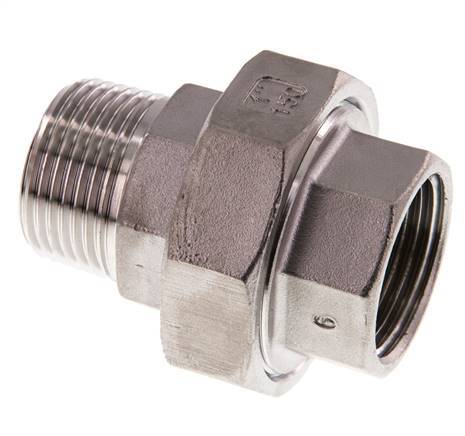 1 inch NPT x 1 inch NPT F/M Stainless steel Double Nipple 3-pieces with Conically sealing 16 Bar — image 3