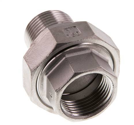 1 inch NPT x 1 inch NPT F/M Stainless steel Double Nipple 3-pieces with Conically sealing 16 Bar — image 4