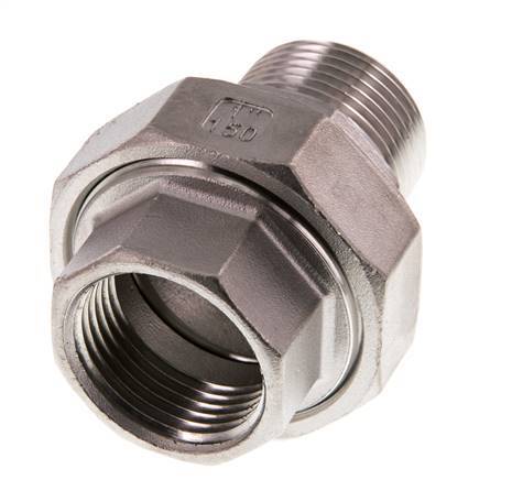 1 inch NPT x 1 inch NPT F/M Stainless steel Double Nipple 3-pieces with Conically sealing 16 Bar — image 5