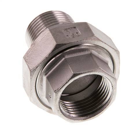 Rp 1 inch x R 1 inch F/M Stainless steel Double Nipple 3-pieces with Conically sealing 16 Bar — image 4