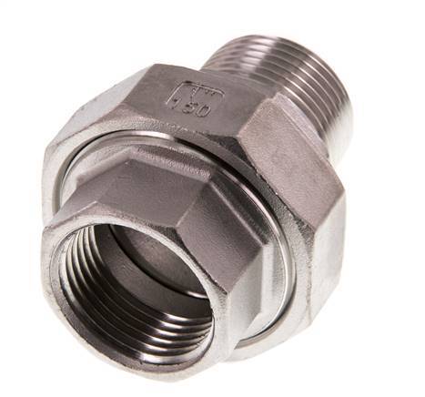 Rp 1 inch x R 1 inch F/M Stainless steel Double Nipple 3-pieces with Conically sealing 16 Bar — image 5