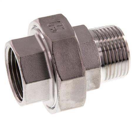 Rp 1 inch x R 1 inch F/M Stainless steel Double Nipple 3-pieces with Conically sealing 16 Bar — image 6