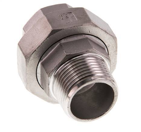 Rp 1 inch x R 1 inch F/M Stainless steel Double Nipple 3-pieces with Conically sealing 16 Bar — image 8