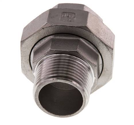 Rp 1 inch x R 1 inch F/M Stainless steel Double Nipple 3-pieces with Flat sealing 16 Bar — image 4