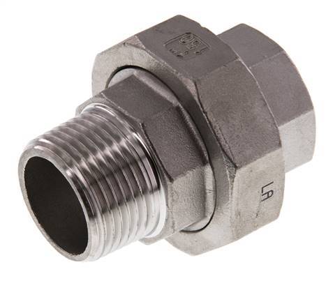 Rp 1 inch x R 1 inch F/M Stainless steel Double Nipple 3-pieces with Flat sealing 16 Bar — image 5