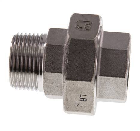 Rp 1 inch x R 1 inch F/M Stainless steel Double Nipple 3-pieces with Flat sealing 16 Bar — image 6