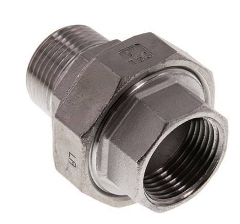 Rp 1 inch x R 1 inch F/M Stainless steel Double Nipple 3-pieces with Flat sealing 16 Bar — image 7