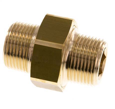R 1 inch Brass Double Nipple 3-pieces with Conically sealing 16 Bar — image 3