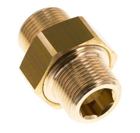 R 1 inch Brass Double Nipple 3-pieces with Conically sealing 16 Bar — image 4