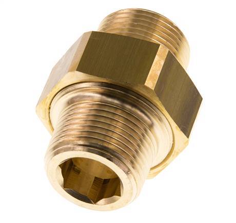 R 1 inch Brass Double Nipple 3-pieces with Conically sealing 16 Bar — image 5