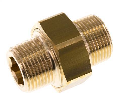 R 1 inch Brass Double Nipple 3-pieces with Conically sealing 16 Bar — image 6
