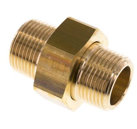 R 1 inch Brass Double Nipple 3-pieces with Conically sealing 16 Bar — image 2
