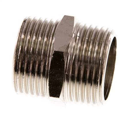 R 1 inch Nickel plated Brass Double Nipple 16 Bar — image 2