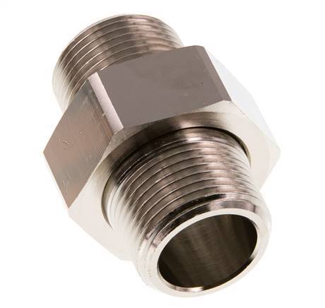 R 1 inch Nickel plated Brass Double Nipple 3-pieces with Conically sealing 16 Bar — image 3
