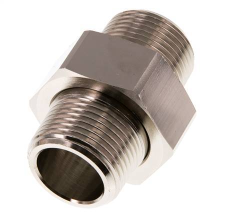 R 1 inch Nickel plated Brass Double Nipple 3-pieces with Conically sealing 16 Bar — image 4
