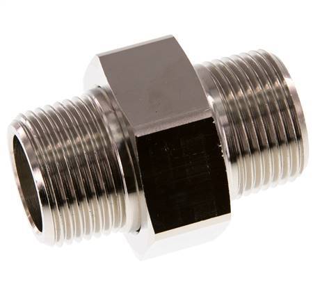 R 1 inch Nickel plated Brass Double Nipple 3-pieces with Conically sealing 16 Bar — image 5
