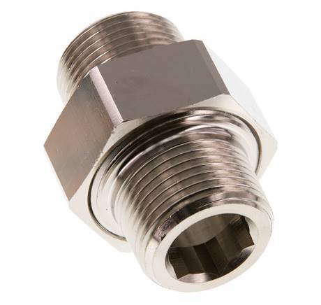 R 1 inch Nickel plated Brass Double Nipple 3-pieces with Conically sealing 16 Bar — image 7