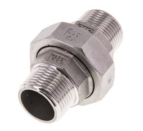 R 1 inch Stainless steel Double Nipple 3-pieces with Conically sealing 16 Bar — image 1