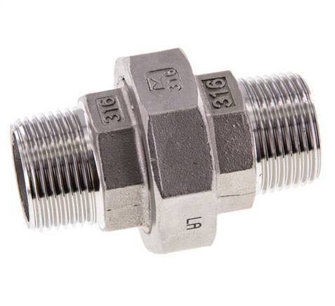 R 1 inch Stainless steel Double Nipple 3-pieces with Conically sealing 16 Bar — image 3