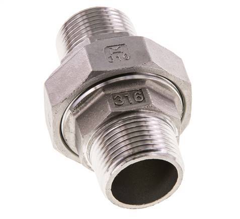 R 1 inch Stainless steel Double Nipple 3-pieces with Conically sealing 16 Bar — image 5