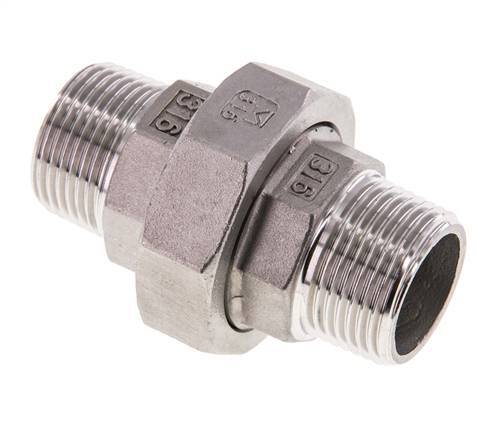 R 1 inch Stainless steel Double Nipple 3-pieces with Conically sealing 16 Bar — image 2
