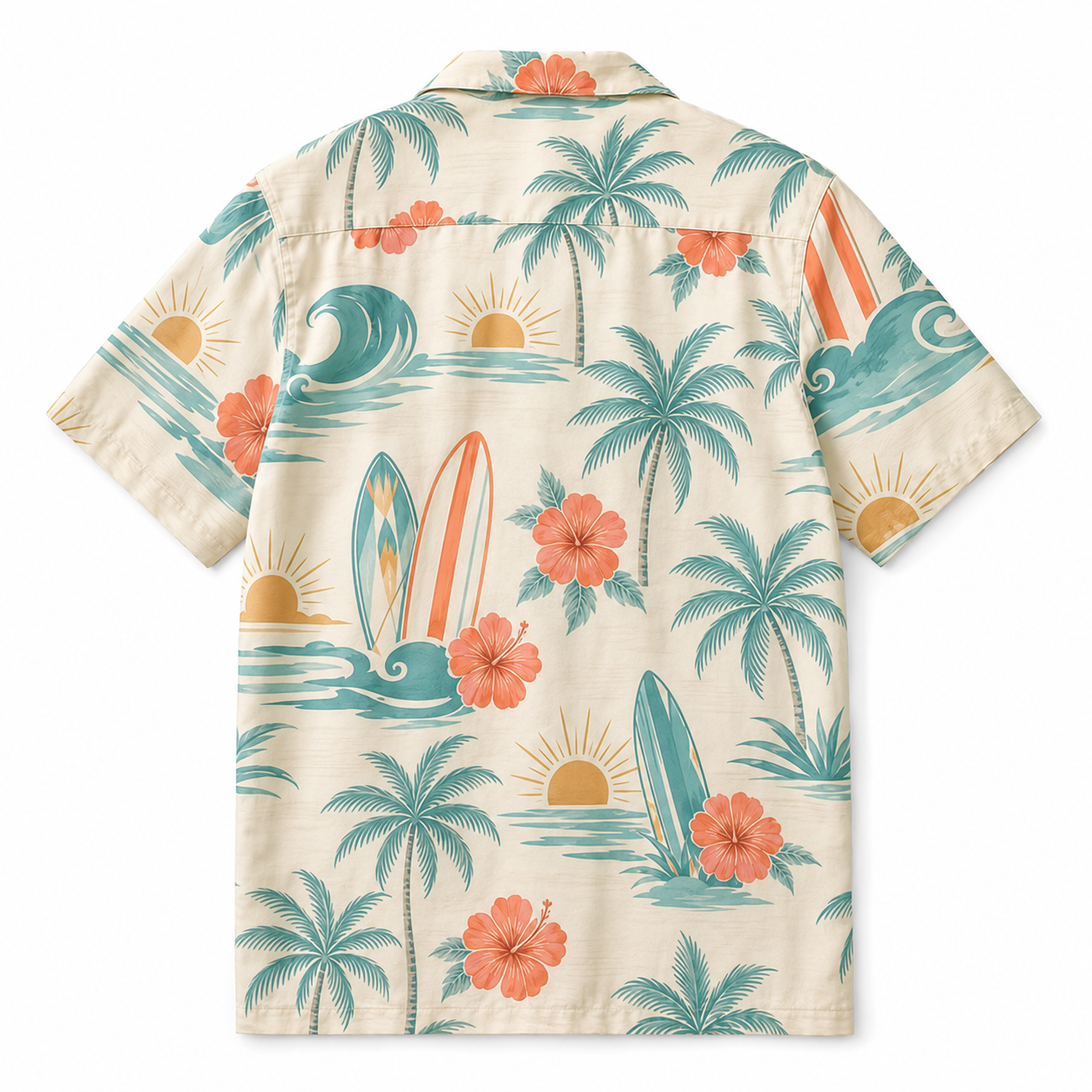 Summer Tropical Print Short Sleeve Beach Shirt -13
