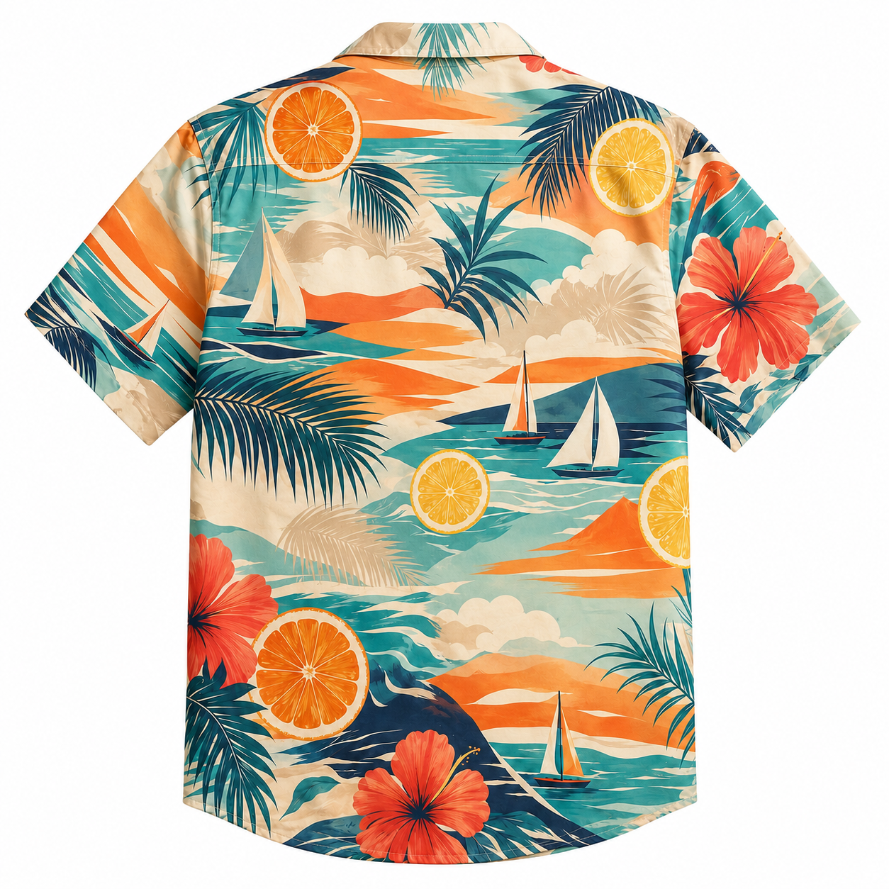 Summer Tropical Print Short Sleeve Beach Shirt -85