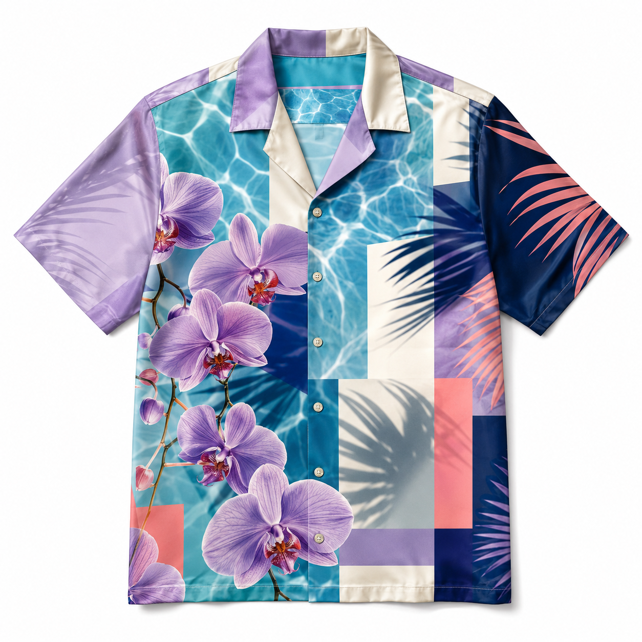 Summer Tropical Print Short Sleeve Beach Shirt -90