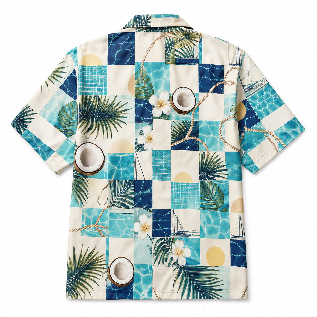 Summer Tropical Print Short Sleeve Beach Shirt -87
