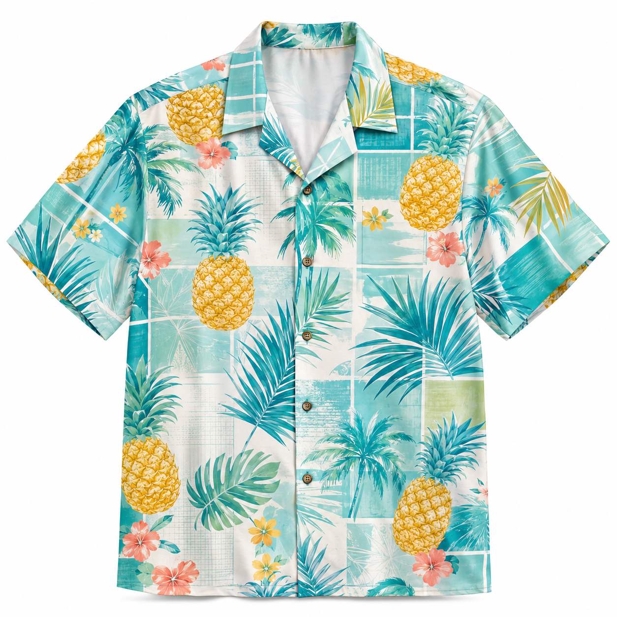 Summer Tropical Print Short Sleeve Beach Shirt -21