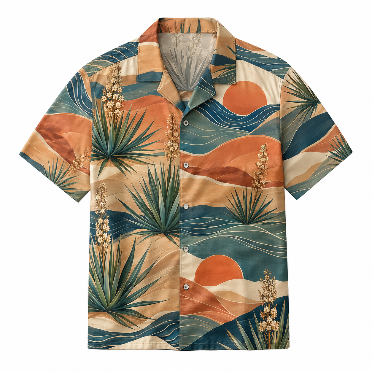 Summer Tropical Print Short Sleeve Beach Shirt -50