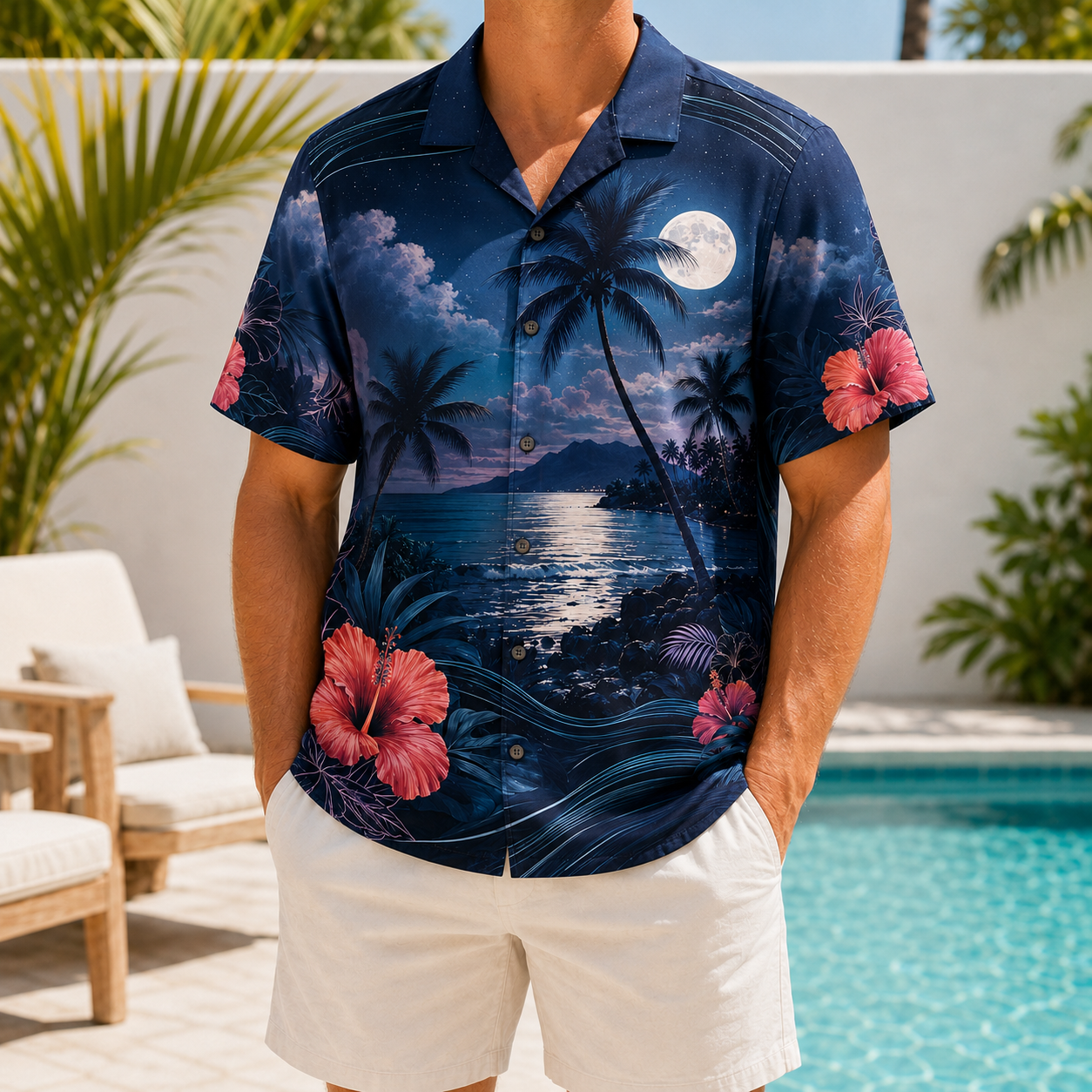Summer Tropical Print Short Sleeve Beach Shirt -33
