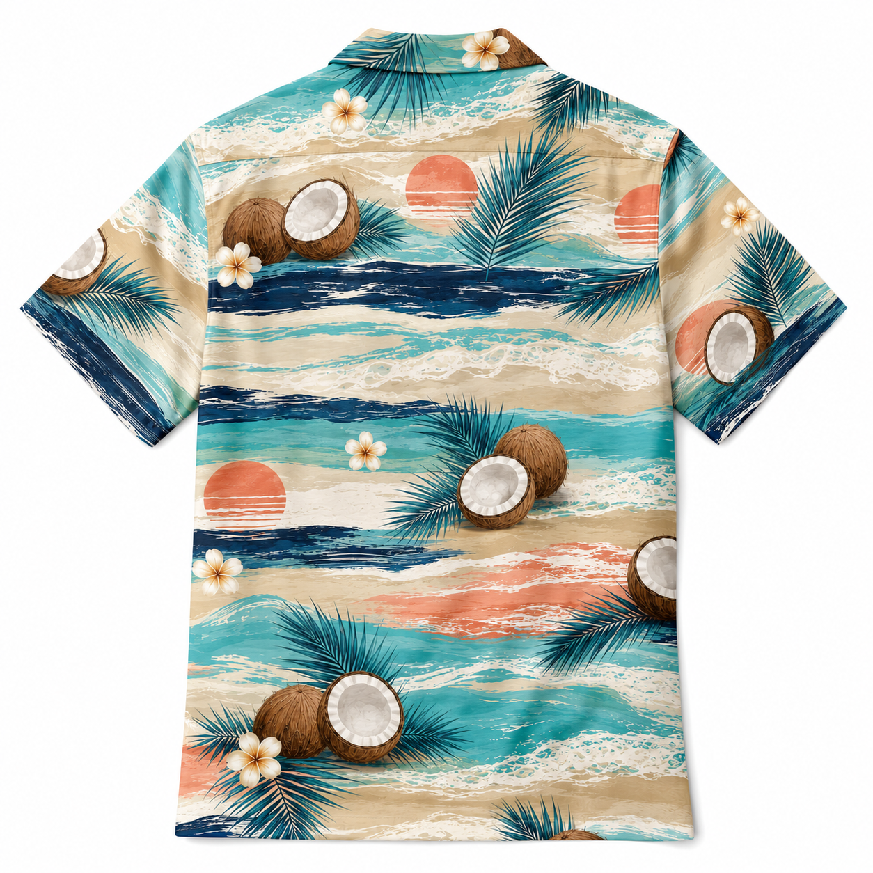 Summer Tropical Print Short Sleeve Beach Shirt -54